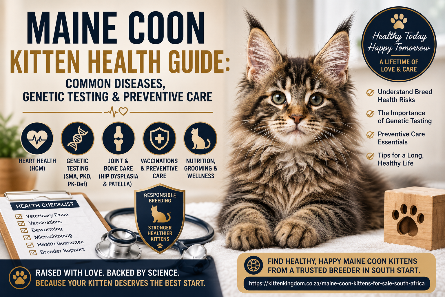 Maine Coon Kitten Health Guide: Common Diseases, Genetic Testing & Preventive Care